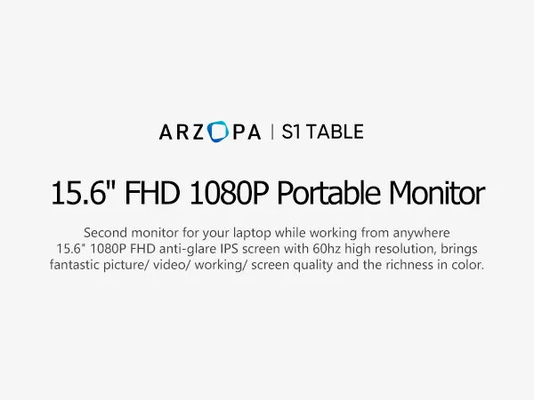 ARZOPA Portable Monitor 15.6'' FHD 1080P Portable Laptop Monitor IPS  Computer External Screen USB C HDMI Display for PC MAC Phone Xbox PS5- A1  GAMUT