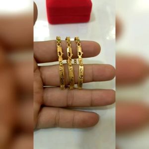 Gelang Plat Anak Ukir Kuning Perak 925