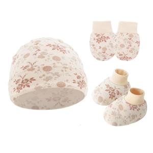 Newborns Cotton Hat Gloves Socks 3 Piece Set Anti Scratches Full Protections Mittens Foot Cover Infant Accessories