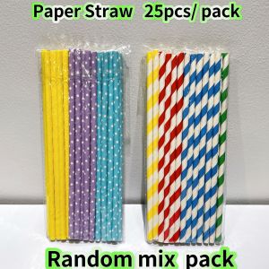 Colored Paper Straw Disposable Colorful Thickness Individually Packaged Fresh Milk Juicer Straws Paper Drinking Straw