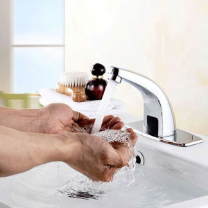 Bộ vòi nước rửa tay cảm ứng hồng ngoại vòi nước Lavabo tự động cao cấp đồng mạ Crom Niken bền vững - Bảo hành 1 năm