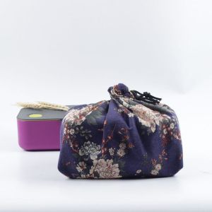 LINSBAYWU Travel Simple Geometric Outdoor Picnic Bags Japanese Style Lunch Box Lunch Tote Pouch Drawstring Lunch Bag Food Hand Bags