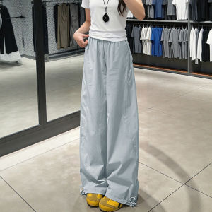 COD blue quick-drying overalls womens summer thin drape loose wide-leg straight casual ice silk sweatpants 2026 new