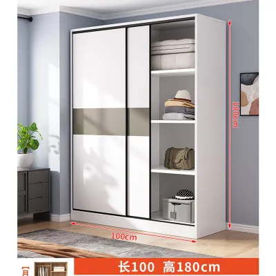 [CozyNest ]Sliding Door Solid Wood Wardrobe With Drawers Long Dress Wardrobe
