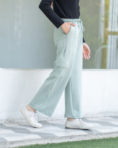 Celana Kulot Cargo Scuba Wanita Polos Simpel Elegan Kekinian