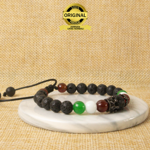 PALESTINE BRACELET - Gelang Aesthetic Pria Wanita Batu Giok Asli Original Lava Stone Red Garnet Merah Delima Siam Mewah Aksesoris Solidaritas Free Palestina
