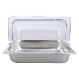 Stainless Steel Suqare Shape Buffet Tray with Clear Roll Top Lid for Restaurant Condiment Dispenser Display Pan