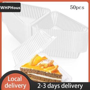[COD] WHPHous Ship within 24 hours 50 100Pcs Cake Slice Container Clear Triangle Dessert Box Reusable Food Packing Box Stackable Sandwich Holder For Fruit Cake