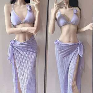 New Style Bikini - Hot Girl Beach Vacation Photo Set with Built-in Bra and Three-Piece Set