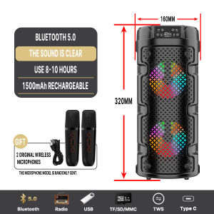 Karaoke Bluetooth Speaker With Wireless Mic Big Size Original Super Bass Suboofer