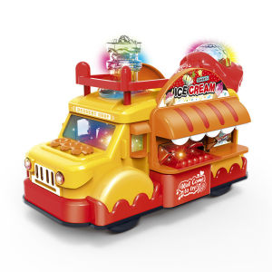 Children Ice Cream Toy Dessert Stand Mini Music Car Luminous Model Play House Girl DIY Toy Gift