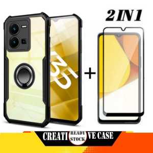 CASE VIVO Y36 4G / Y36 5G / Y35 SOFTCASE SHOCKPROOF TRANSPARAN FREE HOLDER RING CASING [PAKET 2IN1]