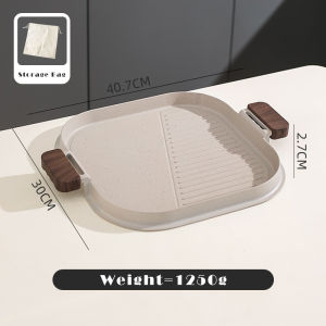 Vision 30CM Non-stick Baking Tray Barbecue Pan Square Grill Plate Korean Barbecue Grill Pan Meat Stone Tray Household Outdoor Gas Stove Special Use BBQ Plate Cassette Oven Baking Pan