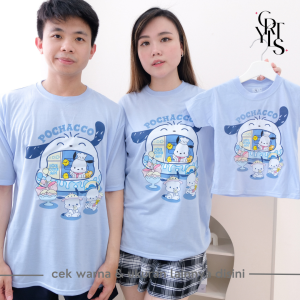 CAROTYLES S Kaos Couple Keluarga POCHACO SPACE Wanita Lengan Pendek Katun