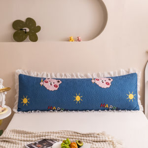 SUNLIGHT HOME 1PCS Double Pillow Case With LaceBolster CaseOne-piece Double PillowcaseLengthen Couple Pillow Case