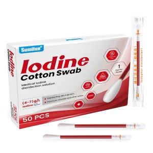 SG-Stock [50Pcs]disposable cotton swabs with iodine for wound disinfection portable independently packaged