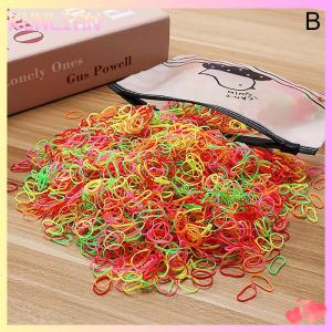 [KUNLIAN] 1000pcs Girls Colourful Disposable Rubber Band Elastic Hair Bands Headband Children Ponytail Holder Bands For Kids Accessories