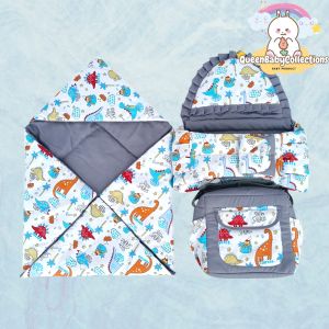 Set 3in/2in1 Gendongan Samping Bayi Terbaru Queen Baby Motif Karakter Dino