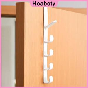 Heabety Fivesegment Door Hook Coat Bag Towels Cap Hair Bands Seamless Holder Home Bedroom Storage Organization Plastic Pure Color Rack