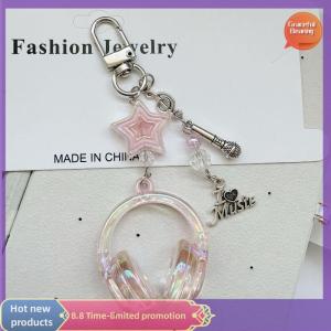 Graceful 1 Piece Mini Headset Pendant Y2K Cool Music Festival Earphone Keychain Note Star Mobile Phone Chain Jewelry Accessories