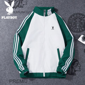 PLAYBOY Áo Khoác Nam Thường Ngày Mùa Xuân Và Mùa Thu Áo Khoác Dây Xích Chắp Vá Thời Trang Phiên Bản Hàn Quốc Áo Khoác Có Ve Áo Cho Nam Ngoại Cỡ