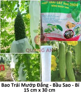 Túi Bao Trái Mướp Đắng - Dưa Chuột - Bí - Bao Bọc Quả Dài 15x30 Cm - Túi Rút Tiện Lợi Chất Liệu Vải Không Dệt