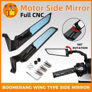 Universal Side Mirror for Motorcycle Motorcycle Rearview Mirrors Wind Wing 180° Rotating Full Alloy