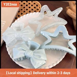 【Local shipping】 Ngọt Ngào Kem Màu Xanh Nơ Năm Cánh Sao Tóc Clip Hình Học Tóc Claw Cho Phụ Nữ Thanh Lịch Bowknot Cua Barrettes Tóc Phụ Kiện