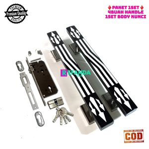 1set lock body kunci dan 2buah gagang handle pintu rumah minimalis pilihan panjang 33cm 45cm dan 60cm untuk daun pintu1 model pintu depan dan kamar
