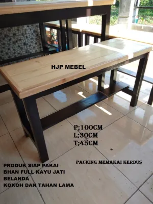 Grosir kursi cafe kayu jati belanda siap pakai kokoh dan tahan lama panjang100cm lebar 30cm tinggi45cm
