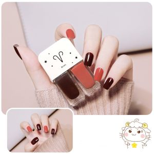【COD】Twin Star Nail Polish Two-bottle Set Waterborne Glossy Frosted Pull-able Twin Nail Oil combination