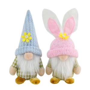 2Pieces Easters Bunnies Gnomes Decorations Spring Themed Swedish Tomtes Dolls for Party and Farmhouses Home Table Decors