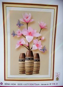 Tranh thêu chữ thập bình hoa đẹp (chưa thêu) LV3510