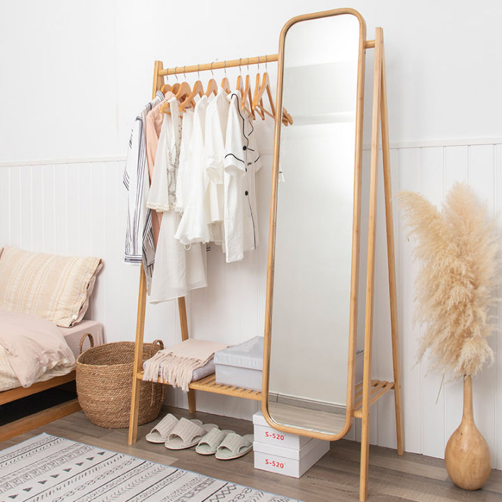 Bedroom floortoceiling clothes hanger coat rack with mirror online