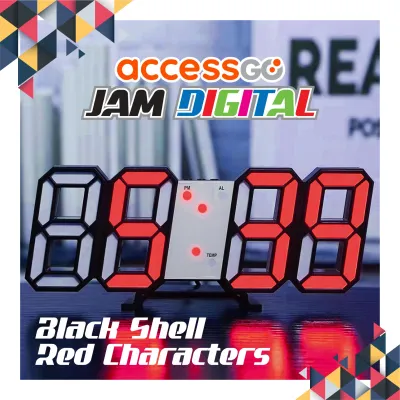 Jam Alarm Dinding DIgital 3D Bisa Cek Suhu Temperatur ACCESSGO LED DIGITAL CLOCK Jam Meja Dinding Estetik Premium