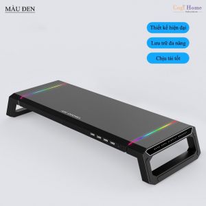 Kệ Để Màn Hình Máy Tính Cao Cấp Trang Bị LED RGB Đa Cổng Kết Nối Kệ Mà Hình Decor Bàn Làm Việc T1