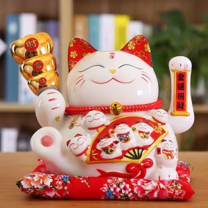 Mèo Thần Tài Cầm Kẹo Hồ Lô Đỏ Cao 27 Cm