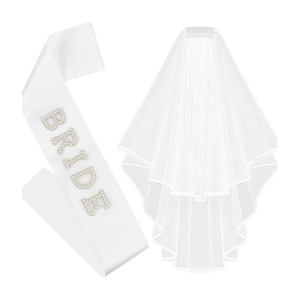 Mạng Che Mặt cô dâu Sash tinh tế Veil ngọc trai thanh lịch Khăn quàng vai có chữ Bride to be cho lễ kỷ niệm đám cưới ảnh cưới đạo cụ