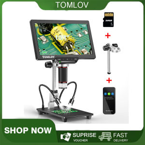 TOMLOV DM202 10.1 Inch HDMI LCD Digital Microscope16MP Coin Microscope with Screen for AdultsSoldering MicroscopeTV/Windows/Mac Compatible32GB Card Included(Optional 10" STAND HOLDER)
