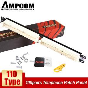 AMPCOM 110 Bảng Vá Điện Thoại Giá Treo Tủ 19 "100 Cặp Mô-đun Điện Thoại 110 Khung Phân Phối Cáp RJ11 Giọng Nói 6P4C 6P2C
