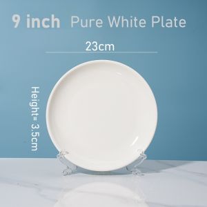 Dailyhome Pure White Round Serving Plate 11 9 inch Ceramic Dinner Plate Dish Dinnerware
