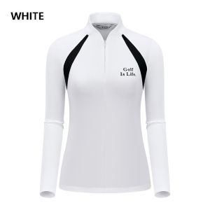 TTYGJ เสื้อกอล์ฟผู้หญิงมีซิปยืดหยุ่นคอเสื้อแห้งเร็วเสื้อเสื้อผ้าลำลองกอล์ฟผู้หญิงเข้ารูปปะต่อ