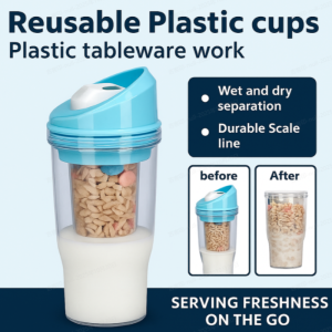 Cup container Breakfast beverage milk cup Portable yogurt cup Cereal cup Safe material Portable Cereal Cup Plastic Bowl Wet Dry Cup Plastic Cup Portable Cereal Cup