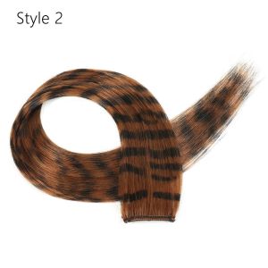 MELODI Synthetic Clip in Hair Extensions Stripe Printed Colorful Hair Highlights Christmas Straight Wig Hairpieces Girls