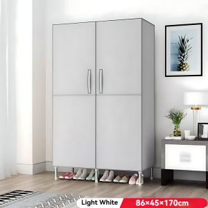 EL Minimalist Double Door Wardrobe | Integrated Cabinet with Drawers | Large Capacity Bedroom Clothes Storage Cabinet | for Small Spaces