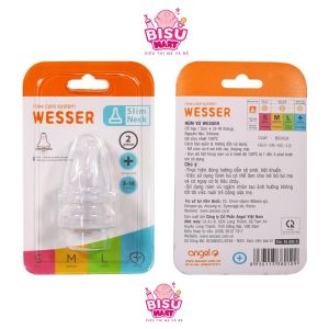 Núm vú Wesser Núm vú cổ hẹp silicon siêu mềm cho bé Size S/M/L/+