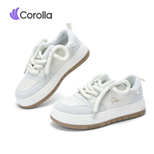 Corolla รองเท้าหนังลำลองสำหรับผู้หญิง พื้นรองเท้ายืดหยุ่นต้านเชื้อแบคทีเรียสีน้ำเงินและสีขาว ระบายอากาศได้ดี สีฟ้า ขาว