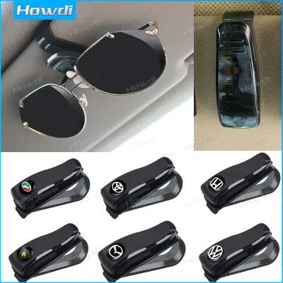 Sun Visor Glasses Clip Multifunctional Sunglasses Business Cards Tickets Holder with car logo