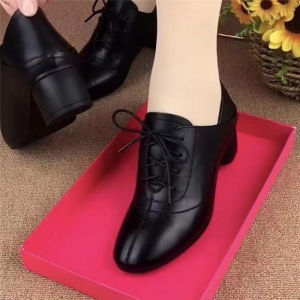 Free Shipping WomenS Soft Leather Single Shoes New Spring Style Versatile Mid-Heel Deep-Mouth Design Suitable For Mothers