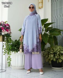 NMR Setelan Celana Kulot Tunik Katun Paris Plisket Vol 2028-9 ( Inc Hijab)